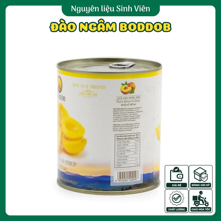 Đào ngâm đóng lon Boddob