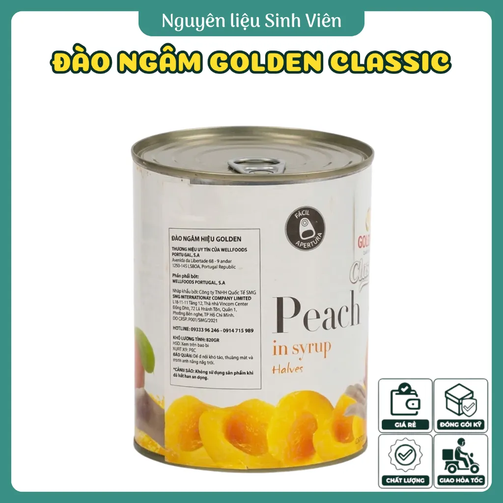 Đào ngâm đóng lon Golden Classic