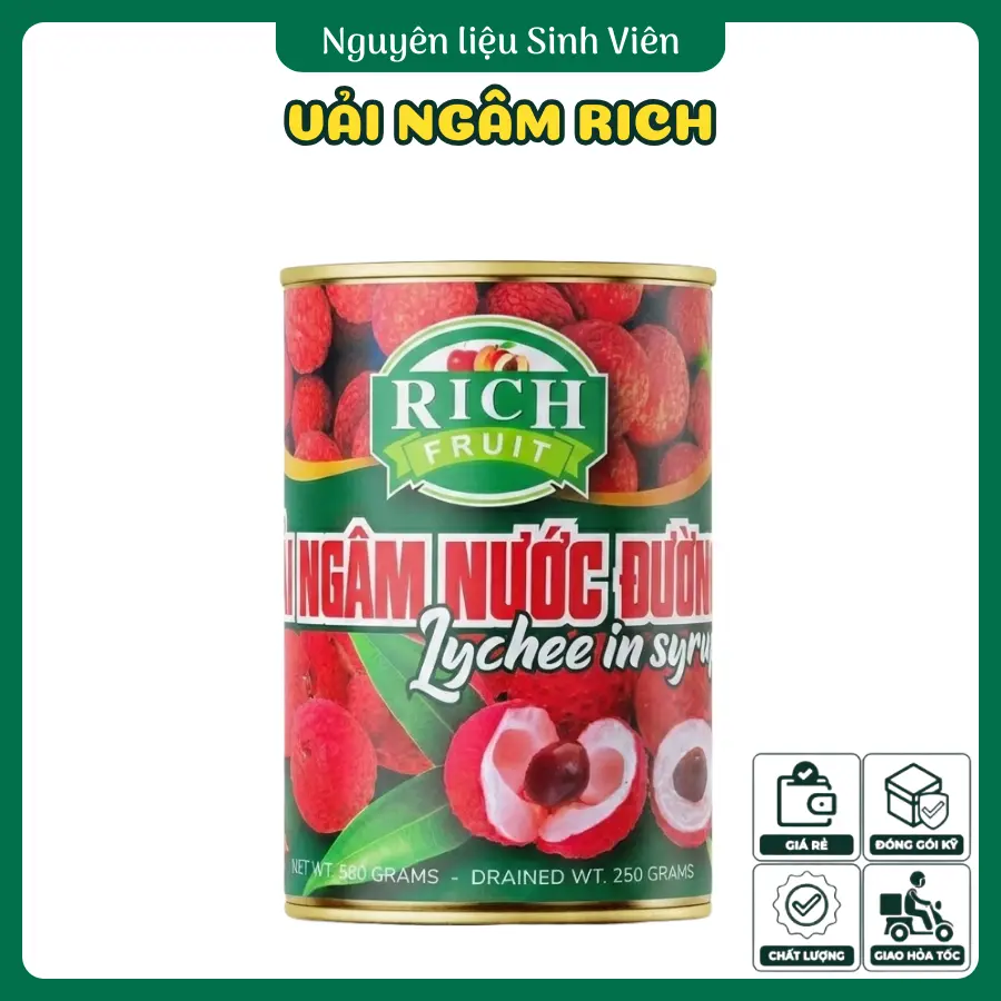 Vải ngâm đóng lon Rich