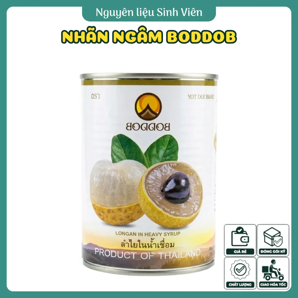 Nhãn ngâm đóng lon Boddob