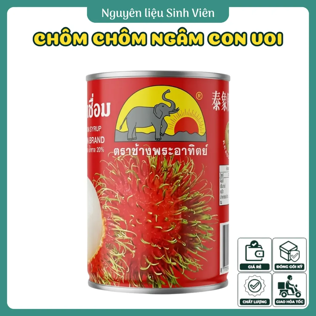 Chôm chôm ngâm đóng lon Con Voi