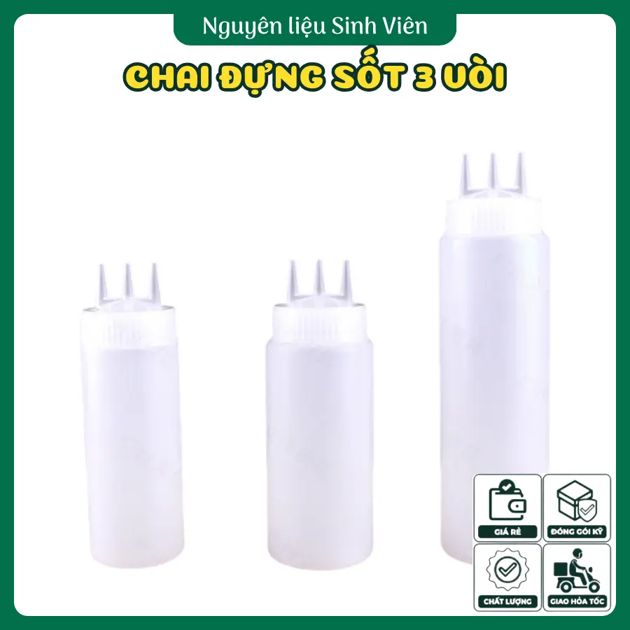 Chai đựng sốt nhựa 3 vòi