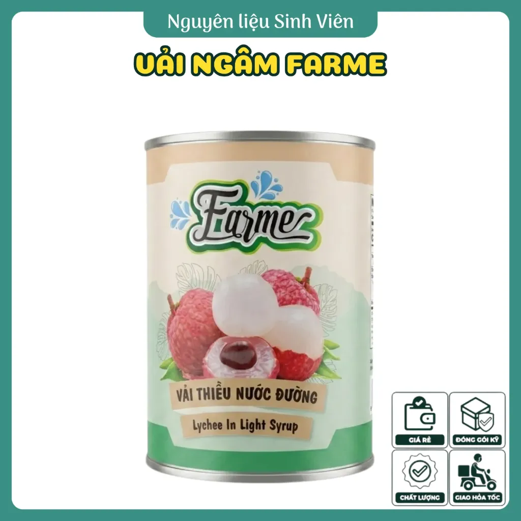 Vải ngâm đóng lon Farme
