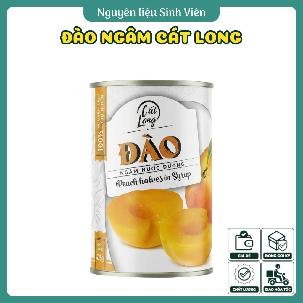 Đào ngâm đóng lon Cát Long