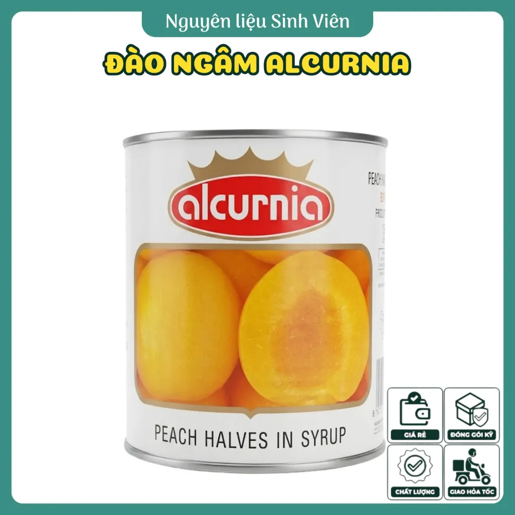 Đào ngâm đóng lon Alcurnia