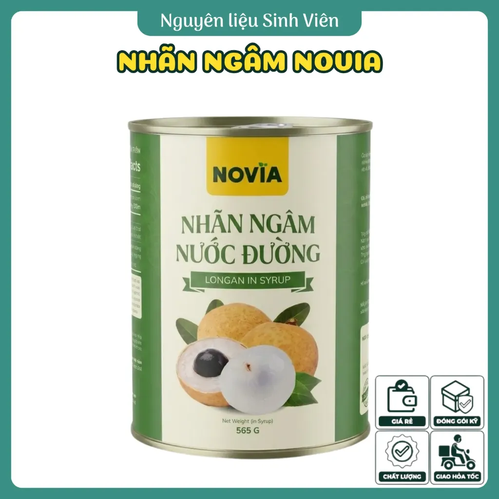 Nhãn ngâm đóng lon Novia