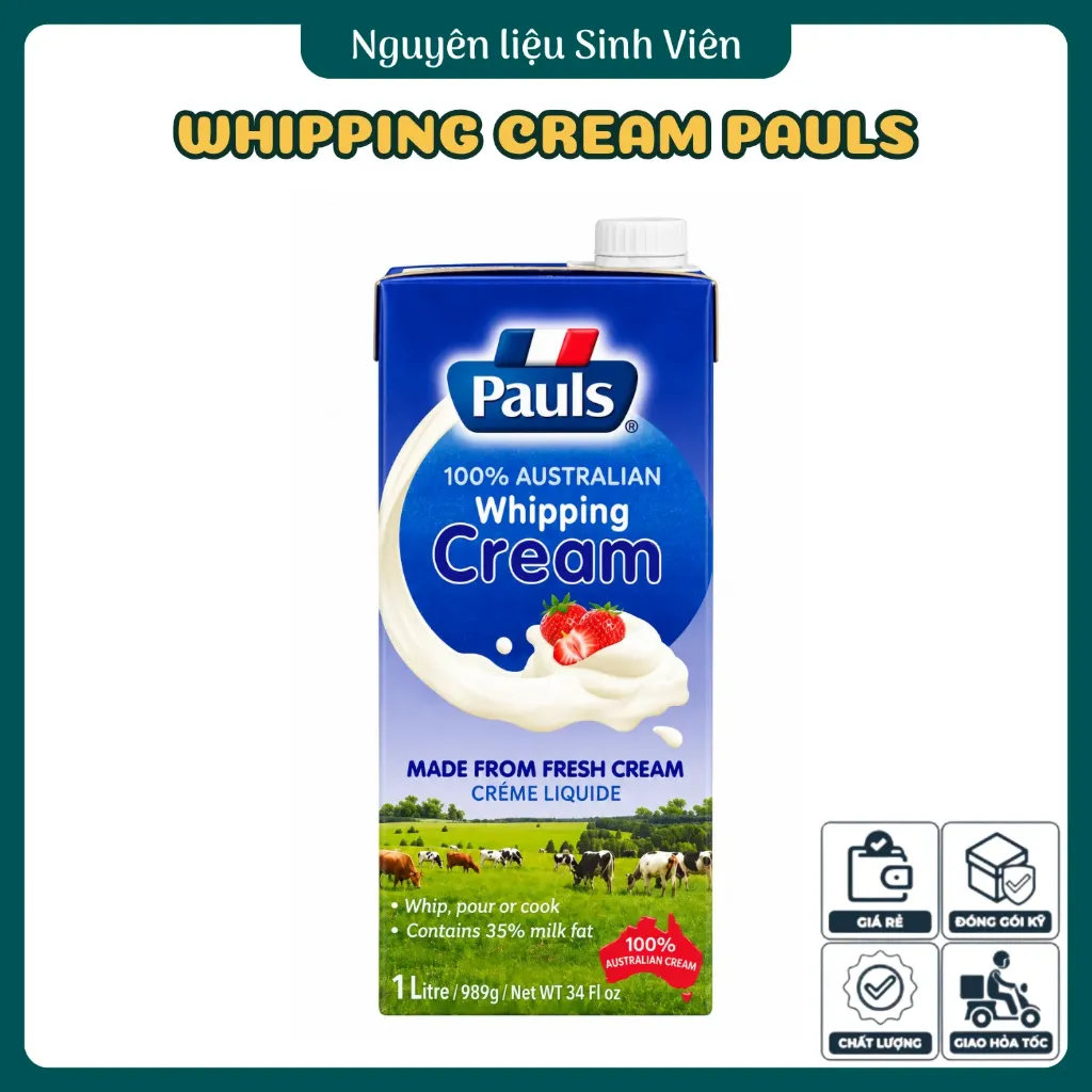Kem sữa đánh bông whipping cream Pauls