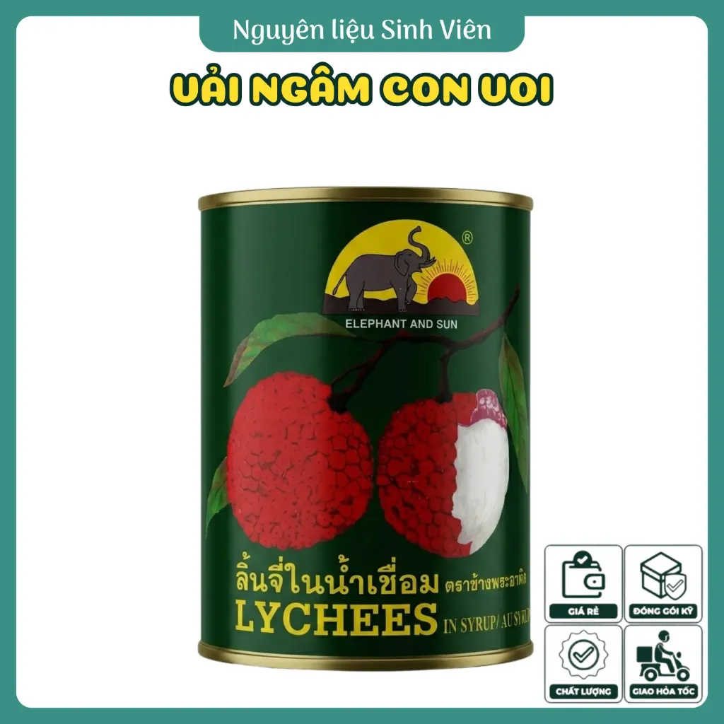 Vải ngâm đóng lon Con Voi