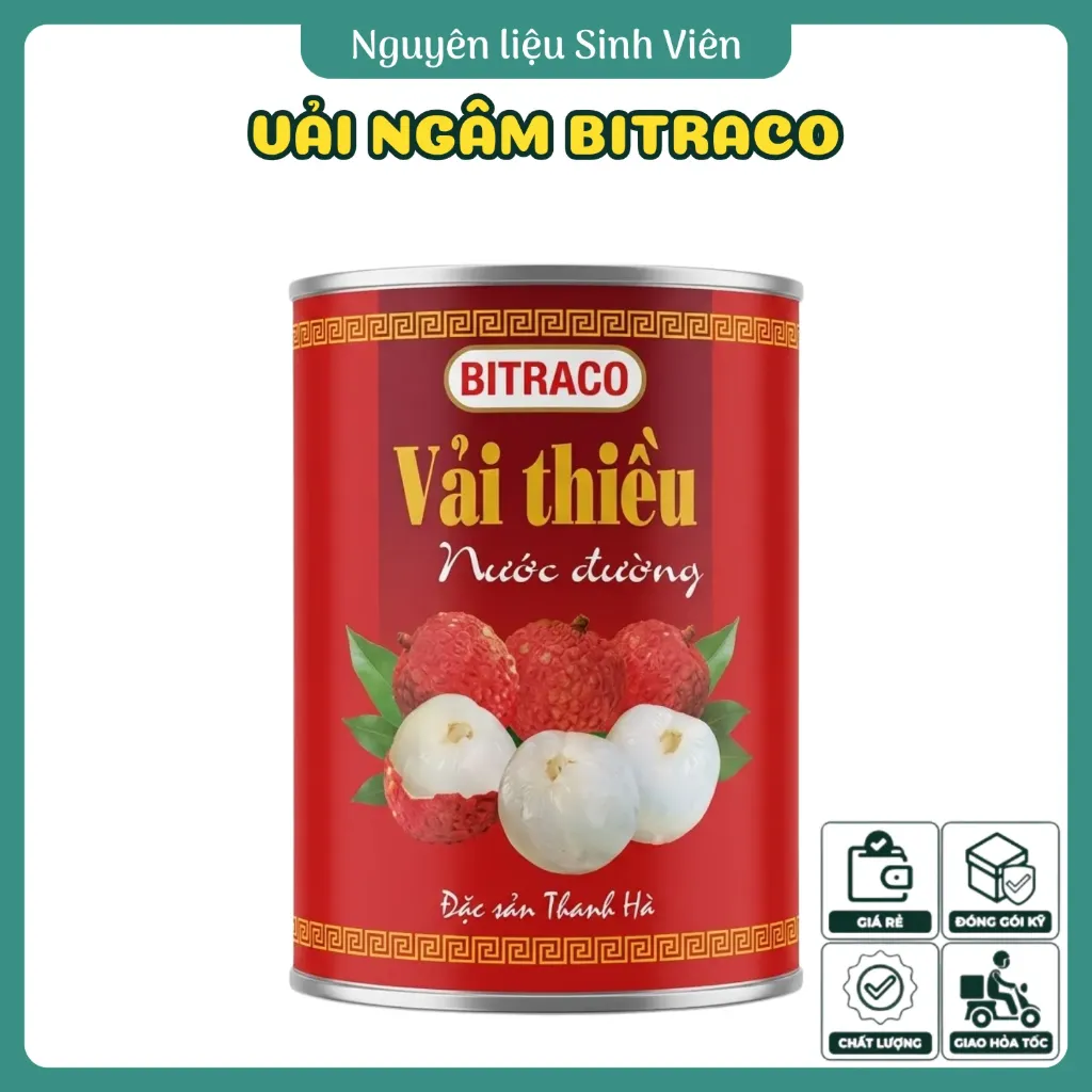 Vải ngâm đóng lon Bitraco