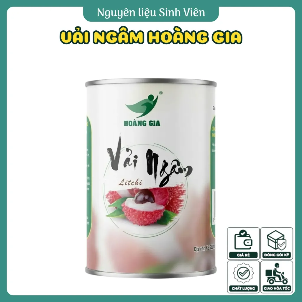 Vải ngâm đóng lon Hoàng Gia