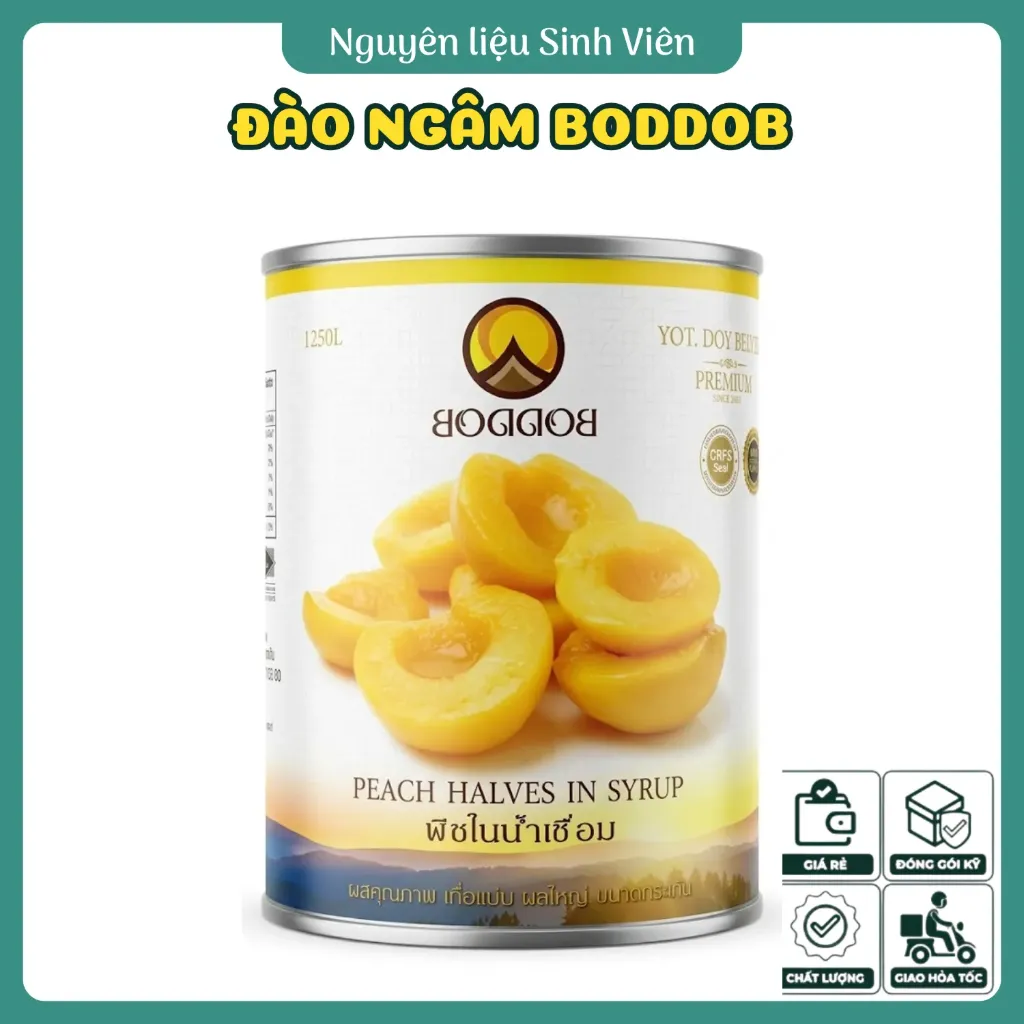 Đào ngâm đóng lon Boddob