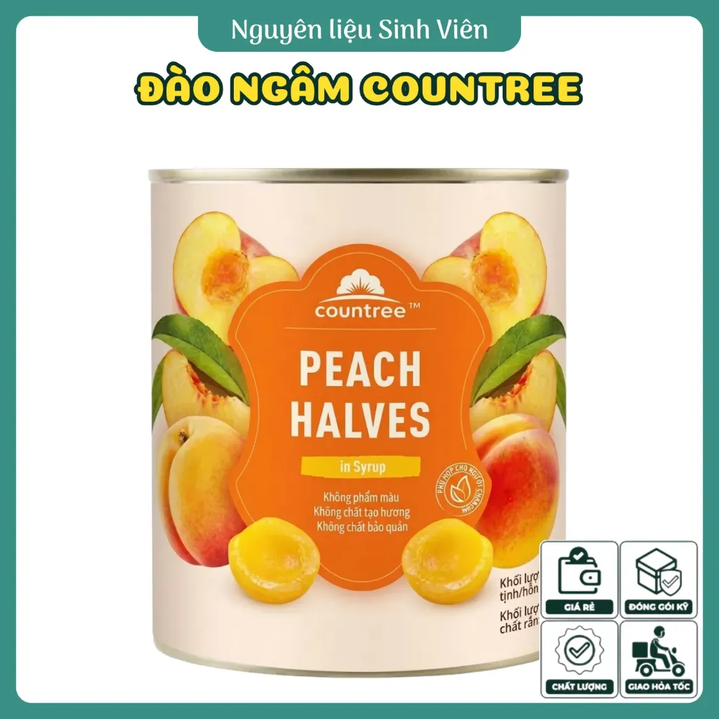 Đào ngâm đóng lon Countree