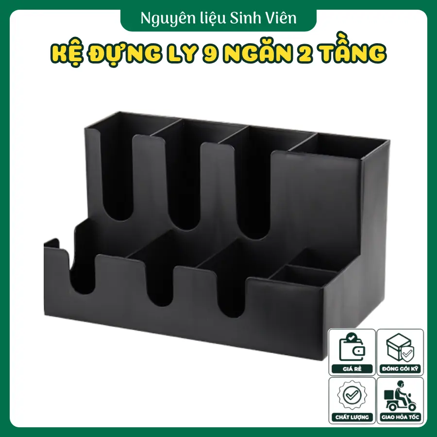 Kệ đựng ly 9 ngăn 2 tầng