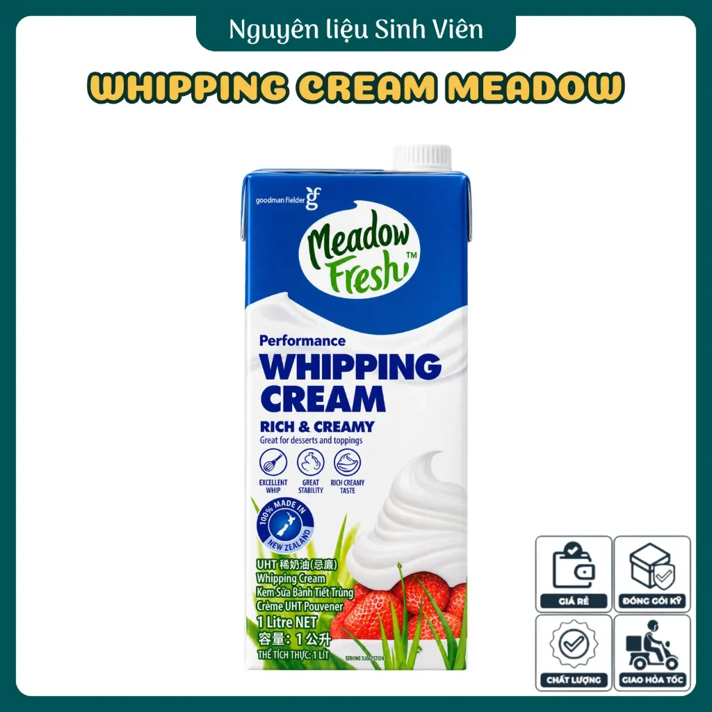 Kem sữa đánh bông whipping cream Meadow Fresh