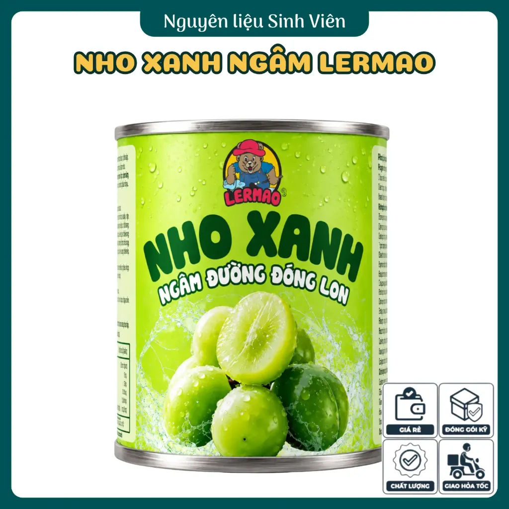 Nho xanh ngâm đóng lon Lermao